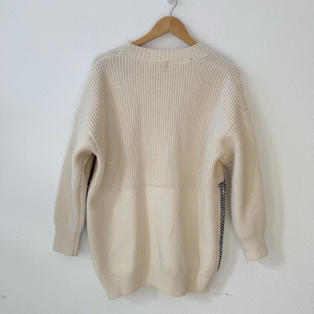 Women's Open Front Cardigan‎ Oversized Button Down Denim Jean Patchwork Sweater - Picture 5 of 9